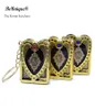 Nouveau coeur doré Mini version arabe livre du Coran porte-clés pendentif les écritures du Coran porte-clés cadeaux musulmans Islam religieux 4862272