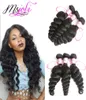 9a Mongolian Virgin Human Hair Weave Loose Wave Natural Color 4x4 Spetsstängning med tre buntar och tre delar från Joli7154963