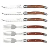 4-24pcs Laguiole Steak Knives Dinner Forks Table Spoon Mini Coffee Teaspoon Wood Handle Cutlery Restaurant Bar Wooden Tableware 240105