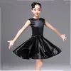 Abbigliamento da palcoscenico Bambini Ragazze lucide Bambini Junior Club Abiti latini Collo alto Manica lunga/corta Sala da ballo moderna Latino per ballare