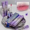 Lip Gloss Fashion Liquid Lipstick Jelly Mirror Glaze Water Purple Pink Tint Long-lasting Moisturizing Makeup