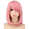 Pruiken QQXCAIW Vrouwen Meisjes Korte Bob Rechte Cosplay Pruik Kostuum Party Roze 40 Cm Synthetisch Haar Pruiken