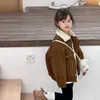 Giacche Abbigliamento per bambini Giacca corta imbottita in cotone con colletto in lana Inverno caldo casual alla moda per ragazzi e ragazze