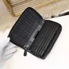 Men bu Top Original Single-Layer Cowhide Woven Bag Clutch 1 Högkvalitativ dragkedja Wallet 10A 2024 Designer Korthållare Tillverkare