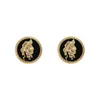 Backs Ohrringe INS Harbor Niche Vintage Matte Stud Black Coin Ohrclip