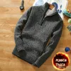 Winter Men's Fleece Thicker Sweater Half Zipper Turtleneck Warm Pullover Quality Male Slim Knitted Wool Sweaters for Spring y240104