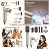 Sèche-cheveux Pliant 6 en 1 Sèche-linge Brosse Ionique Négative Salon Blow Air Curler Baguette Céramique Fer À Friser Styler 230904 Drop Deli Dhn6R