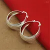 Boucles d'oreilles créoles en argent Sterling 925, fleur de voiture rayée à la mode, 3.5CM, bijoux de mariage pour femmes, cadeaux de fête, vente en gros