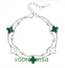 2024 di lusso VAN trifoglio braccialetto di design perla foglia verde pavone quattro erba doppio strato s925 ragazze agata rossa moda personalizzata con scatola