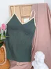 Camisoles Tanks Lange einfarbige Weste Einteiliges, gewebtes, gestreiftes Komfort-Camisole Drahtloses, gepolstertes Push-Up-Tanktop