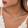 Choker 3 stks/set Punk Zilver Kleur Sleutelbeen Multilayer Shining Ketting Voor Vrouwen Goth Sieraden Accessoires Steampunk