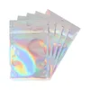 Holographic Color Multiple Size Bags 100 pieces Resealable Mylar Bags Clear Zip Lock Food Storage Packing Bags Amero