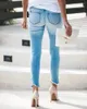 Jeans da donna Donna Casual Slim Strappato Fori per il ginocchio Nappe effetto consumato Sbiancato Vita media Alta vestibilità elastica Pantaloni femminili Qualità