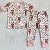 Kläder sätter baby flickor designer kläder ko blommig klänning småbarn pyjamas set mode butik grossist