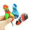 Small octopus style silicone smoking hand pipes nectar collector kit cuttlefish with glass bowl GR2 titanium nail multiple colors dag oil rig water pipe