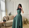 Vestidos de Noche verdes largos Vintage, cuello alto, satén, sin mangas, línea A, plisado, largo hasta el suelo, hechos a medida, vestidos de fiesta