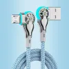 Fast Charging Cable 180 Degree Elbow Rotation USB A to Type C Cable with Light Zinc Alloy Braided Data Cable USB Micro Charger 0.3M/1M/2M