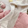 Kinderen Katoenen Kleding Verdikte Meisjes Jas Baby Kinderen Winter Warme Jas Rits Capuchon Kostuum Jongens Uitloper met Oor 240104