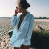 女性用水着シャツタイプのビーチブラウスセクシーなカーディガン日焼け止めシャツホリデービキニ春と夏の海辺ファッションレジャーロマンスK1