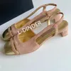 Sandals Pink Kid Suede Women Party Shoes Golden Round Toe Patchwork Slip-On Chunky Heel Banquet Mixed Color Mid Bride