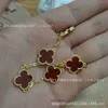 Van 18K Gold Plated Classic Fashion Charm Armband Fanjia S925 Silver High Version Thick Chain Four Leaf Clover Five Flower Armband för kvinnor med låda