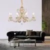 Lustres Suspension Or 6 Lumières K9 Lustre En Cristal Moderne Luxueux Bougie Lampe Suspendue Plafond Salon Éclairage Compatible