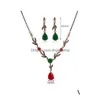 Pendentif Colliers Rétro Bijoux Costume Diamant Collier Boucle D'oreille Ensemble Gem Pendentif Clavicule Chaîne Mariée Orner Article Femmes Accessoires G Dh1Yu