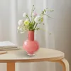 Vases Vase à fleurs en verre glaçure rose, arrangement d'ornement de bureau simple, moderne pour fête, table basse, bureau d'entrée