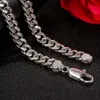 Vintage 925 Sterling Silver Cuban Chain Necklace for Men Punk Neck Chains Curb Link Chain Chokers Jewelry Accessories Party Gift 240104