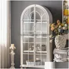 Decorative Plates Wooden Liquor Cabinet Display Locker Mti-Layer Arched Glass Door Bookcase Home Living Room Against The Wall Drop D Dhxjd