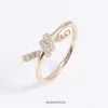 Topp original TifannisSM Womens Ring Online Shop 18K Rose Gold Rope Knot Bow Diamond Twisted Fashion Versatile Ladies Gift for Girlfrie Have Original Box