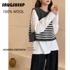 crop top vest wool gilet women 2023 fashion sweater korean style cropped clothes woman clothing strip vintage black knit preppy 240105