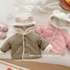 Kinderen Katoenen Kleding Verdikte Meisjes Jas Baby Kinderen Winter Warme Jas Rits Capuchon Kostuum Jongens Uitloper met Oor 240104