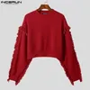 INCERUN Top stile coreano pullover da uomo design solido felpe tutto-fiammifero nappe tagliate maglioni a maniche lunghe S-5XL 240104