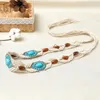 Belts Retro Personality DIY Hand Wooden Bead Wide Turquoise Women Waist Chain Bohemian Woven Belt Ethnic Style