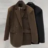 Costumes pour femmes automne/hiver, Style britannique, Blazer court en velours côtelé, manteaux rétro décontracté, bande ample, Double boutonnage pour femme