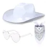 Beralar Kovboy Şapka Gözlükleri Bandana Set Bachelorette Bandanas Gelin Partisi Cowgirl Kadın Performans Kostüm