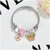 Braccialetti con ciondoli Bracciale in acciaio inossidabile color oro Fai da te Carino perline di trifoglio di cristallo per le donne Ragazze Accessori adorabili Regali Amici Drop Otcug