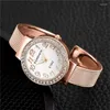 Wristwatches Sdotter Luxury Watch for Women 2024 Rhinestone Fashion Gold Silver Bangle Brasted Steel Bracelet Zegare