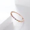 Anéis de cluster estilo fino multicolorido zircão cúbico anel de pedra para mulheres rosa cor de ouro moda jóias de dedo