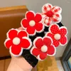 Hårtillbehör Flower Year Red Rope Bands Elastic Phone Line Headwear Ponyil Holder Ring