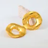 Hoop Earrings Trendy Gold Plated Silver Color Exaggerated Light Weight Round Oversize Special-Shaped Big Stainless Steel For Female