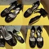 Paten leather pumps Black 1I352N Screen printed leather triangle logo womens designer pump chunky heel Mar Jan sandals Spring summer snadal 24s new models 35 42