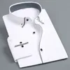 Classic Men's Dress Shirts LongSleeved Spring and Autumn White Shirt Business Casual Slim Fit Contrast Color AntiWrinkle 240104