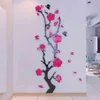 Kwiat śliwki 3D akrylowe lustro naklejki ścienne pokój sypialnia DIY Art Work Wzorca Wejście Wejście Tło Dekoracja ściany 210705227Q