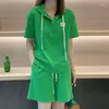 Women's Tracksuits 2024 Summer European Fashion Trend Foreigner Age Reducing Hooded Casual Loose Sweater Short Sleeve Shorts Two Piece Set