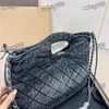 36CM Old Washing Denim Women Crossbody Bag Diamond Lattice Quilted Luxury Handbag Carrying Large Capacity Designer Bag Silver Hardware Chain Shopping Suitcase