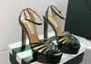 Aquazzura av hög kvalitet high-heel skor ankel remplattform klackar sandaler pumpar block klänningskor designer fest bröllopskor med låda