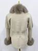 ZADORIN осень-зима женское пальто из искусственного меха роскошный вязаный свитер кардиган со съемным воротником белая розовая куртка пальто 240104
