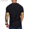 Homens camisetas primavera e verão em torno do pescoço magro-ajuste plissado casual manga curta juventude moda base camisa masculina esportes rotador manga t240105